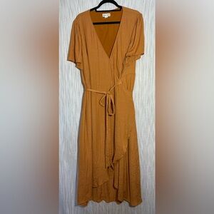 Ava & Viv Asymmetrical Brown Wrap Dress